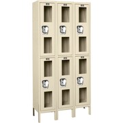 GLOBAL INDUSTRIAL 2-Tier 6 Door Clear View Locker, 12W x 12D x 36H, Tan, Unassembled B2311321